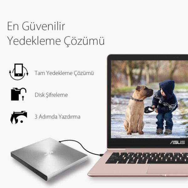 ASUS ZenDrive U9M SDRW-08U9M-U Gümüş M-DISC Destekli Harici DVD Yazıcı.