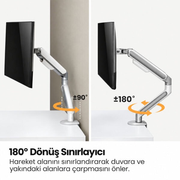 Brateck 17 32 Inç Uyumlu Amortisörlü Gümüş Monitör Kolu (ldt63 C012) 7