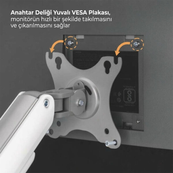 Brateck 17 32 Inç Uyumlu İki Kollu Amortisörlü Gümüş Monitör Kolu (ldt63 C024) 5