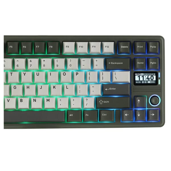 EPOMAKER RT85 Green White Wisteria V2 Switch ile RGB aydınlatmalı kablosuz mekanik gaming klavye, yüksek performans ve şık tasarım, 2 yıl değişim garantisi ile.