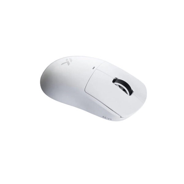 Yüksek çözünürlüklü 8K Hz kablosuz oyun mouse, MCHOSE A5 V3 Beyaz, hassasiyet ve hızlı tepki için tasarlanmış, ergonomik ve şık tasarımıyla oyun deneyimini artırır.