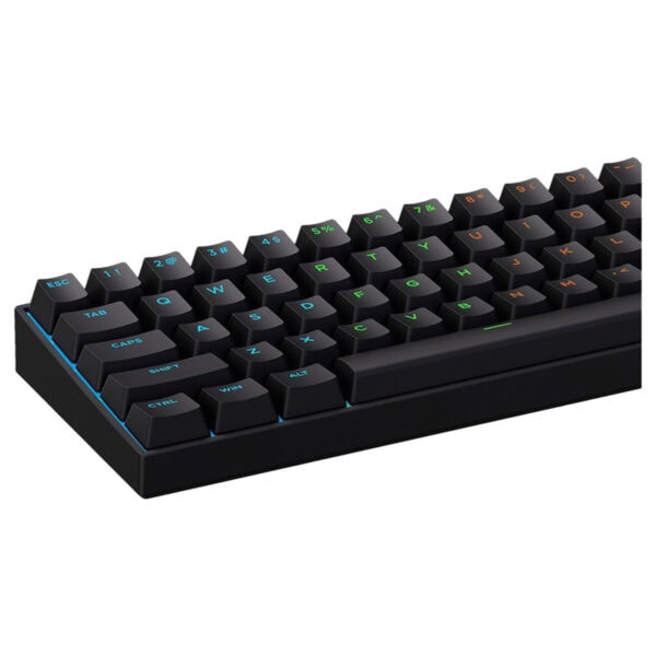 Siyah MCHOSE Ace 60 Pro RGB oyun klavyesi, hall effect KTE manyetik anahtarlar ve hot-swap özelliği ile yüksek performans sağlar. RGB aydınlatma ve kompakt tasarımıyla oyun deneyimini artırır.