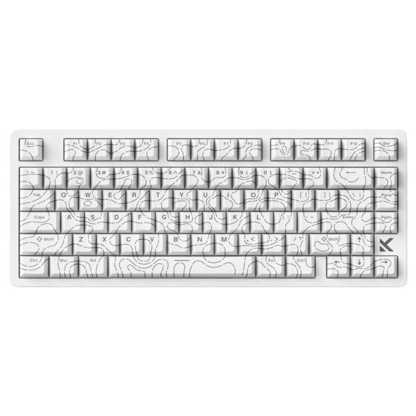 Yüksek performanslı MCHOSE Jet 75 Beyaz Topografik RGB Oyun Klavyesi, Kailh Magnetic Switch ve Hall Effect teknolojisi ile 8K Hz hızında hotswap özellikli, şık ve dayanıklı tasarım.