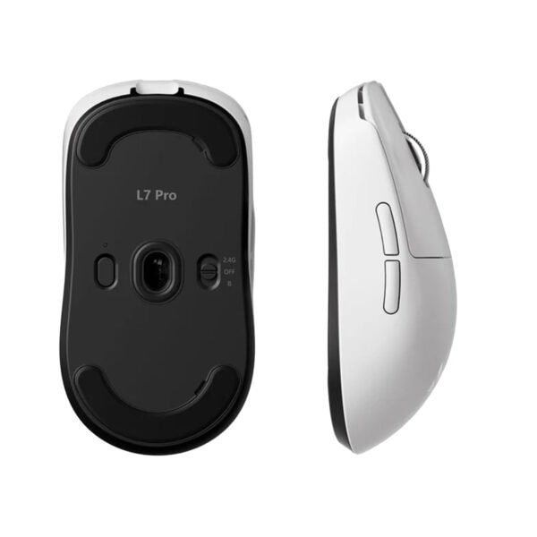 MCHOSE L7 Pro Beyaz 8K Hz kablosuz oyun mouse, yüksek hassasiyet ve hızlı tepki süresi ile profesyonel gamers için ideal. Ergonomik tasarım ve gelişmiş bağlantı özellikleriyle öne çıkar.