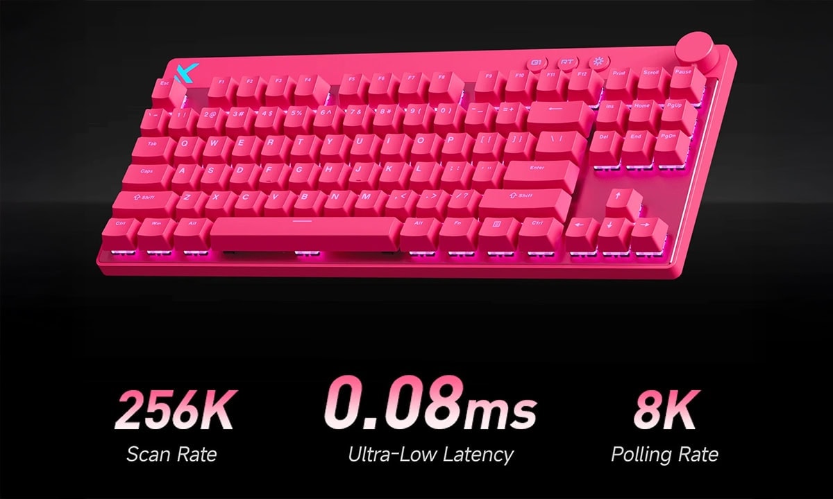 RGB aydınlatmalı MCHOSE Mix 87 Beyaz oyun klavyesi, montaj alanı, manyetik anahtarlar ve Hall Effect teknolojisi ile yüksek performans sağlar. Hotswap özelliği ve 8K Hz tarama hızıyla üstün oyun d.