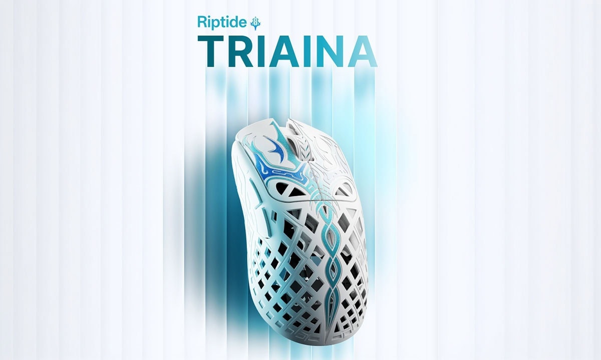 Yüksek performanslı Riptide TRIAINA kablosuz oyun faresi, 8K Hz özelleştirilebilir sensör ve 3950 HAWKEYE teknolojisi ile üstün hassasiyet ve hız sağlar.