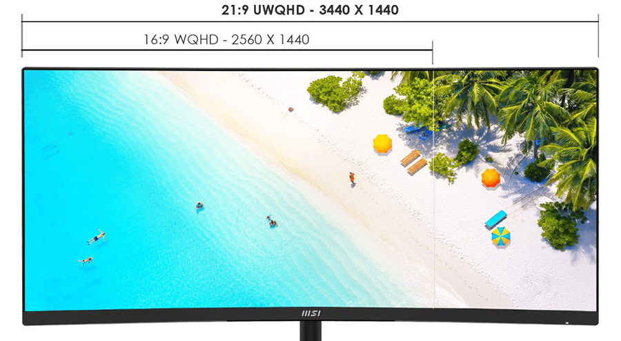 Yüksek çözünürlüklü MSI PRO MP341CQ E12 34 inç 120Hz UWQHD kavisli monitör, Adaptive Sync teknolojisi ve VA panel ile net ve akıcı görüntü sağlar.
