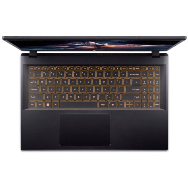 Acer Nitro V 15 gaming dizüstü bilgisayarın klavyesi ve ekranı detaylı görünüm. Güçlü donanımıyla yüksek performans sağlar.