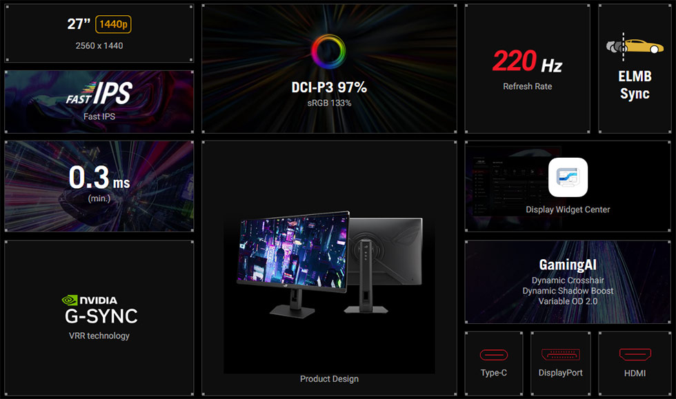 Asus Rog Strix Xg27acsr 220hz Qhd Fast Ips Oyuncu Monitoru 2
