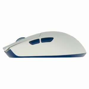 Beyaz ve mavi renkli kablosuz mouse, ergonomik tasarımıyla bilgisayar kullanımı için ideal. Çoklu tuşlar ve hassas sensör ile hızlı ve rahat çalışma sağlar.