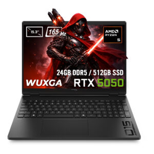 HP Omen 15 gaming dizüstü bilgisayarı, AMD Ryzen 5 işlemci ve RTX 5050 ekran kartı ile yüksek performans sağlar.