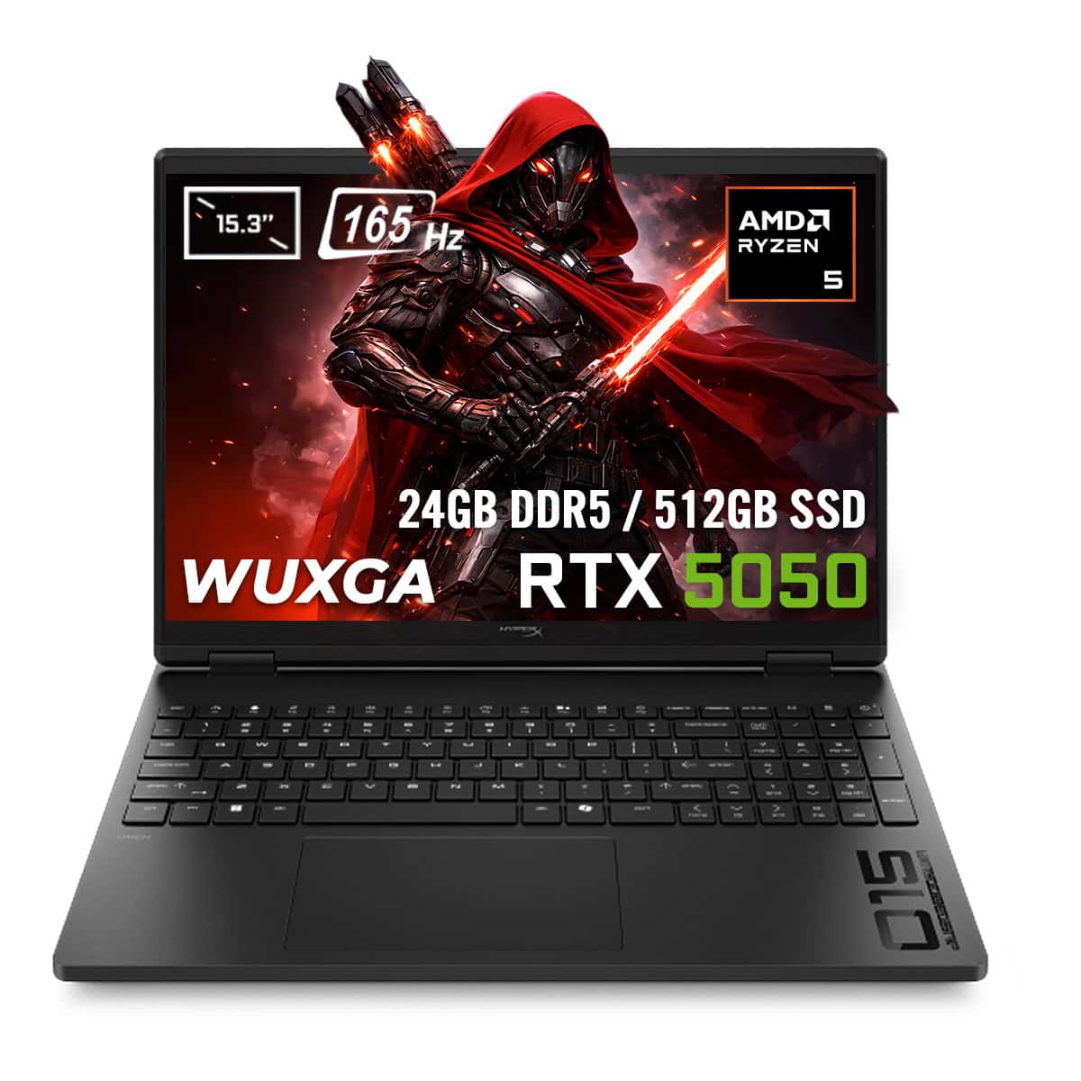 HP Omen 15 gaming dizüstü bilgisayarı, AMD Ryzen 5 işlemci ve RTX 5050 ekran kartı ile yüksek performans sağlar.