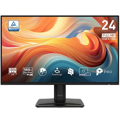 MSI PRO MP243 E14 23.8 inç Full HD 144Hz IPS Monitör, Adaptive Sync teknolojisi ile yüksek performans ve net görüntü sağlar. Çoklu bağlantı seçenekleri ve ergonomik tasarımıyla ofis ve oyun kullanımı.