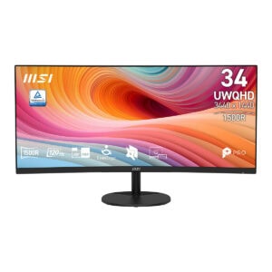 MSI PRO MP341CQ E12 34 inç UWQHD Kavisli Monitör, 120Hz yenileme hızı ve 1ms tepki süresi ile yüksek performans sağlar. Adaptive Sync teknolojisi ve VA panel ile net ve akıcı görüntü deneyimi sunar.