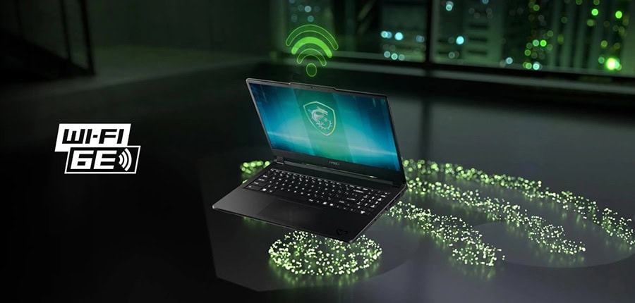 Wi-Fi 6E destekli dizüstü bilgisayar, hızlı ve güvenli kablosuz bağlantı sağlar. Modern tasarımıyla ofis ve ev kullanımı için ideal, yüksek performanslı ve güvenilir internet erişimi.
