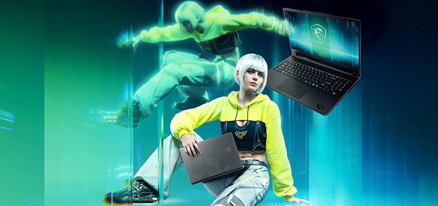 Yapay zeka ve siber güvenlik konseptli genç kadın ve robot figürleriyle teknolojik gelişmelerin görseli. Laptop ve dijital ortamlar ile modern güvenlik çözümleri vurgulanıyor.