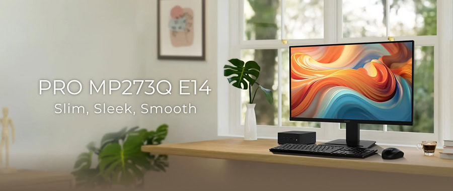 Pro MP273Q E14 monitör, ince ve şık tasarımıyla ofis ve ev kullanımı için ideal, yüksek çözünürlük ve net görüntü kalitesi sunar.