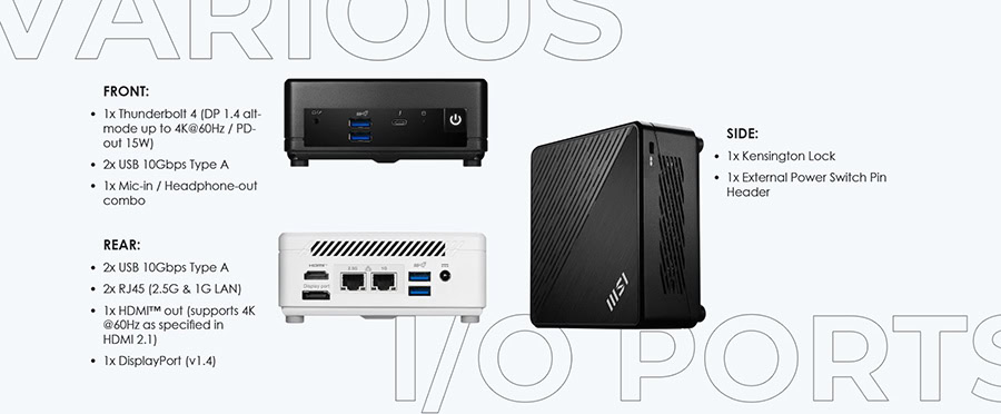 Thunderbolt 4, USB 3.0, HDMI ve DisplayPort ile Çoklu Bağlantı.