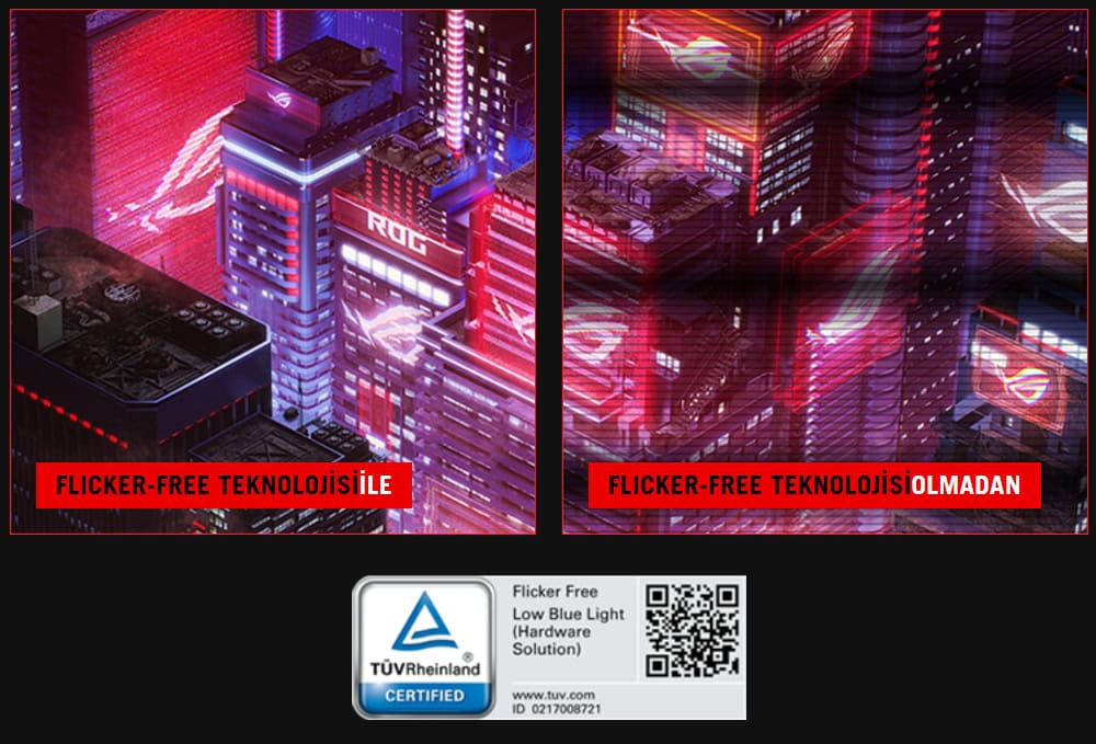 Gece ışıklarıyla aydınlatılmış modern şehir silüeti, yüksek binalar ve neon ışıklar, teknolojik gelişmişliği ve yenilikçiliği temsil eden görsel.