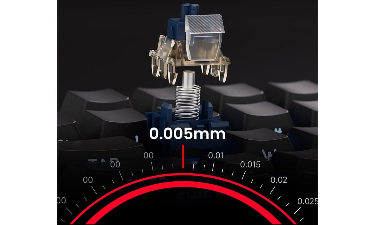Yüksek hassasiyetli mekanik anahtar ve 0.005mm hassasiyet ile bilgisayar klavyesi tuşu.