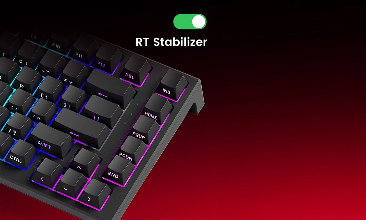 Yazılım ve oyun odaklı klavye, RT Stabilizer teknolojisi ile stabil ve hassas tuş tepkisi sağlar. RGB aydınlatmalı, ergonomik tasarımıyla bilgisayar kullanıcılarının ve oyuncuların terci.