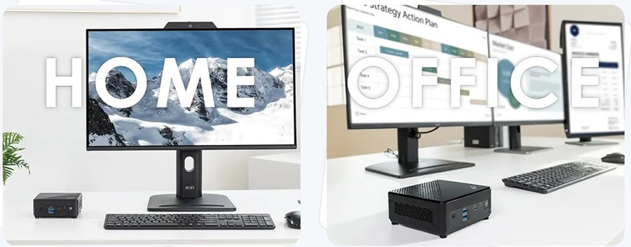 Ofis ve ev çalışma alanları için modern bilgisayar ve monitörler, klavye ve fare ile donatılmış ofis ortamı.