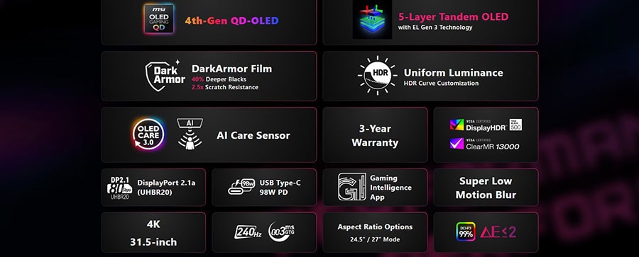 Yüksek çözünürlüklü OLED ekranlı dizüstü bilgisayar, canlı renkler ve derin siyahlar ile üstün görsel deneyim sağlar. 4K 31.5 inç ekran, oyun ve profesyonel kullanım için ideal, HDR ve geniş renk gamı.