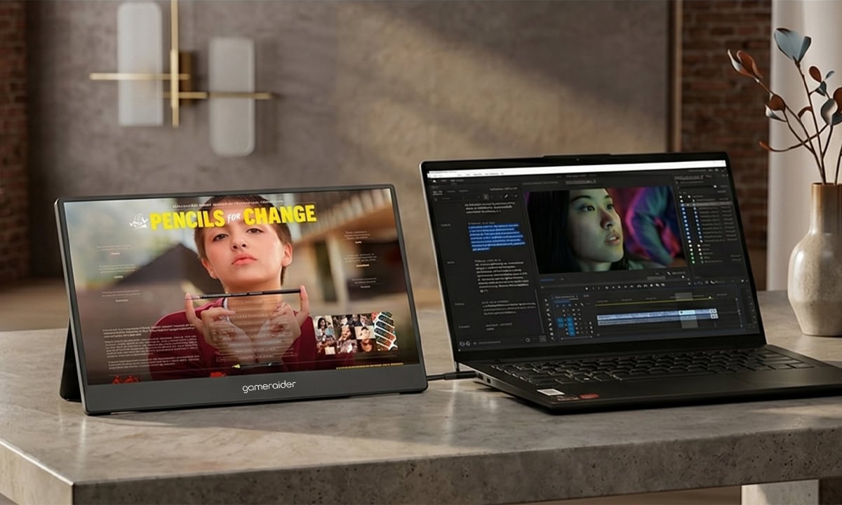 GameRaider P14 Touch 14 inç Full HD+ IPS dokunmatik monitör, taşınabilir ve yüksek çözünürlüklü ekran, video düzenleme ve oyunlar için ideal.