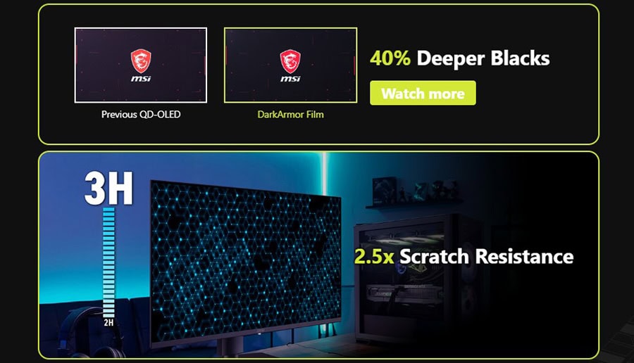 Yüksek çözünürlüklü oyun monitörü, 3H hız ve 2.5 kat çizik direnci ile üstün performans sağlar. Modern tasarımı ve gelişmiş ekran teknolojisiyle oyun deneyiminizi artırır.