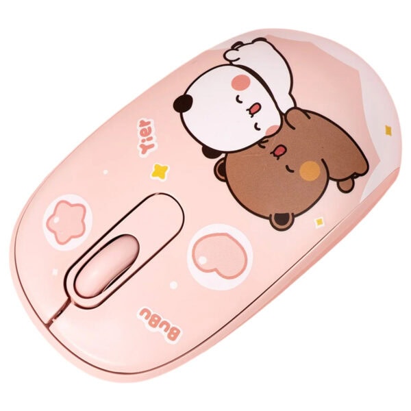 Sevimli köpek ve ayı karakterleriyle tasarlanmış, pastel pembe renkli kablosuz mouse. Ofis ve ev kullanımı için şık ve ergonomik tasarım, yüksek hassasiyetli tıklama ve kolay kullanım özellikleriyle ö.