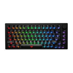 Renkli RGB aydınlatmalı mekanik klavye, bilgisayar ve oyun ekipmanları için ideal, yüksek performanslı ve dayanıklı tasarım.