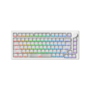 RGB ışıklandırmalı kablosuz bilgisayar klavyesi, şık ve fonksiyonel tasarımıyla masaüstü kullanımına uygun, çok renkli aydınlatma efektleriyle dikkat çeker.