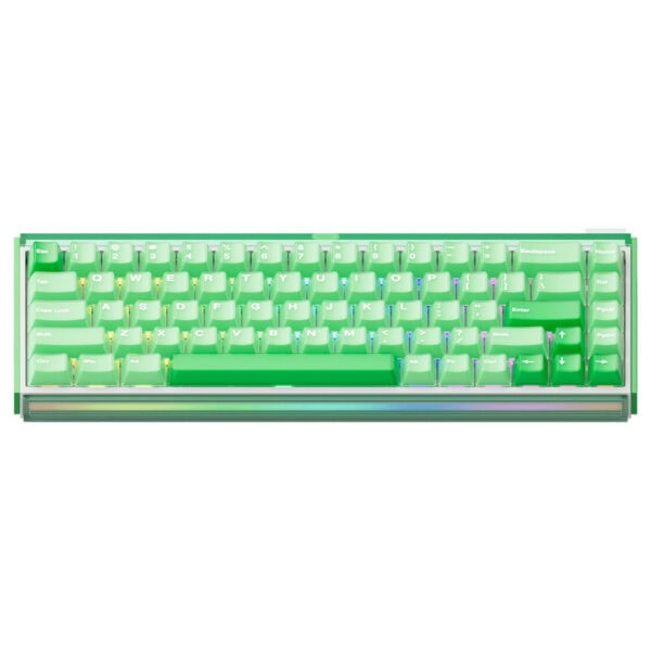 Renkli LED aydınlatmalı mekanik klavye, bilgisayar ve oyun kullanımı için ideal, ergonomik tasarım ve yüksek performans sağlar.