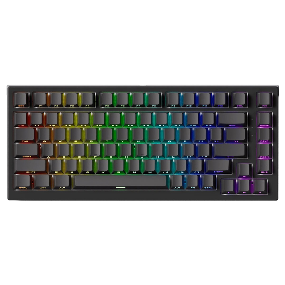 Renkli RGB aydınlatmalı mekanik klavye, oyun ve ofis kullanımı için ideal, yüksek performanslı ve dayanıklı tasarım.