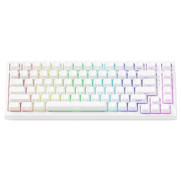 Renkli RGB aydınlatmalı kablosuz yazılım klavye, bilgisayar ve oyun kullanımı için ideal, şık ve modern tasarım.