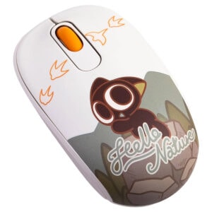 Kedi ve doğa temalı kablosuz mouse, sevimli kedi figürü ve doğal renklerle tasarlanmış, ergonomik ve kullanışlı bilgisayar aksesuarı.