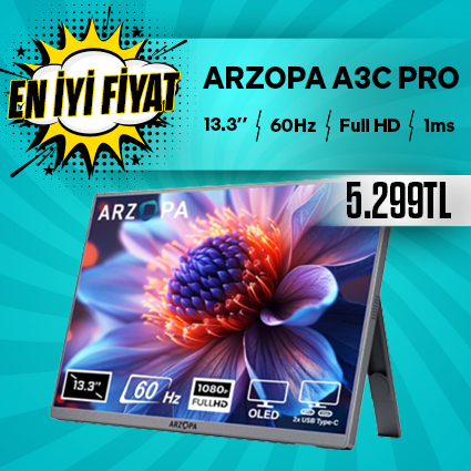 ARZOPA A3C PRO 13.3" Full HD OLED Dokunmatik Ekran Dizüstü Bilgisayar.