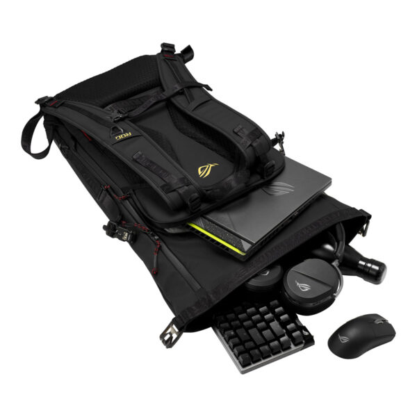 Yüksek kaliteli laptop çantası ve yanına yerleştirilen aksesuarlar, taşımayı kolaylaştıran ergonomik tasarım. Laptop, mouse, klavye ve diğer teknolojik ürünler için ideal saklama alanı.