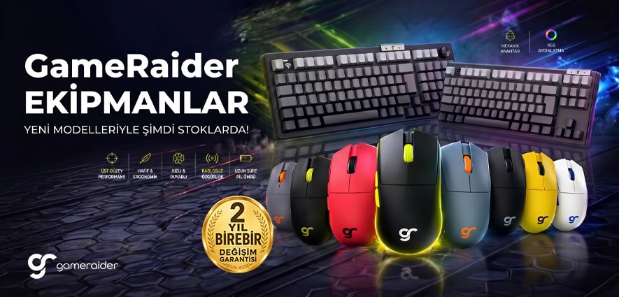GameRaider markalı oyun klavye ve mouse setleri, yüksek performans ve dayanıklılık sunar, yeni modeller stoklarda.