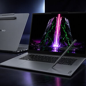 Lenovo Yoga Pro 9n dizüstü bilgisayar, yüksek performans ve şık tasarım ile öne çıkıyor, ekranında canlı renkler ve gelişmiş özellikler bulunuyor.