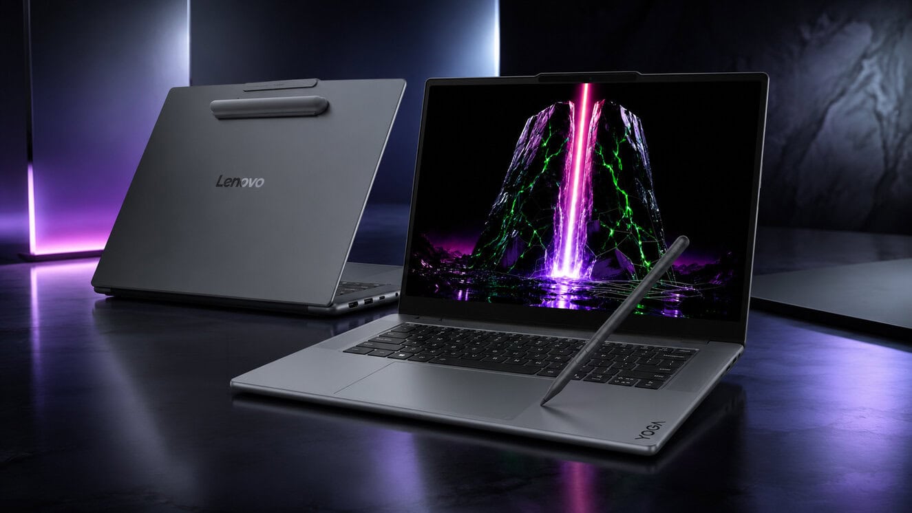 Lenovo Yoga Pro 9n dizüstü bilgisayar, yüksek performans ve şık tasarım ile öne çıkıyor, ekranında canlı renkler ve gelişmiş özellikler bulunuyor.
