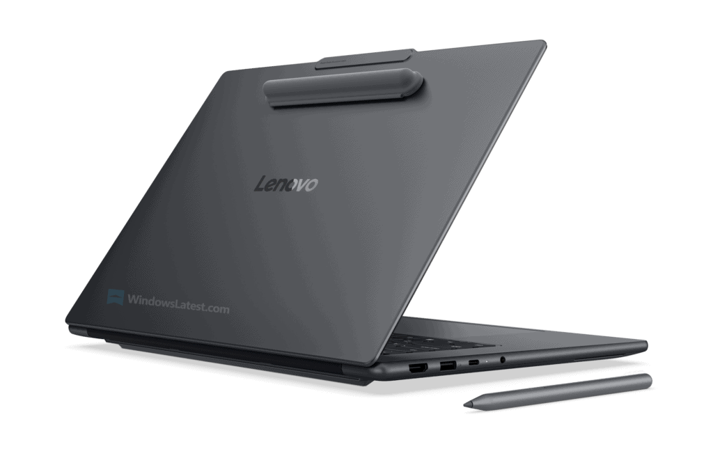 Lenovo Yoga Pro 9n dizüstü bilgisayar, şık tasarımı ve gelişmiş özellikleriyle dikkat çekiyor, kalem ile kullanım imkanı sunuyor.