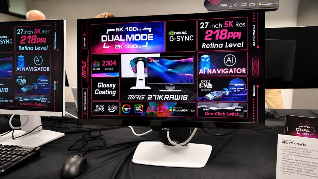 MSI'ın çift modlu 27 inç 5K Mini LED monitörü, 330Hz yenileme hızı ve 218PPi Retina seviyesinde çözünürlük ile yüksek performans sunuyor.