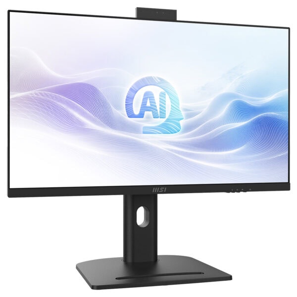 Yapay zeka simgeli modern bilgisayar monitörü, yüksek çözünürlük ve gelişmiş görüntü kalitesi ile ofis ve oyun kullanımı için ideal.