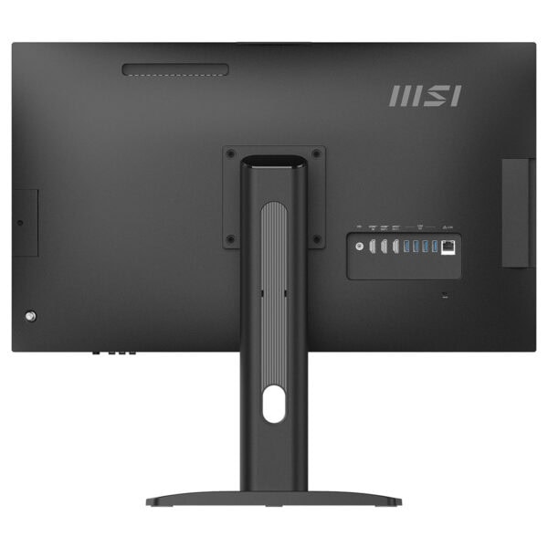 Arka planda MSI logosu bulunan monitör, yüksek çözünürlüklü ekran ve çeşitli bağlantı portlarıyla profesyonel ve ev kullanımı için ideal.