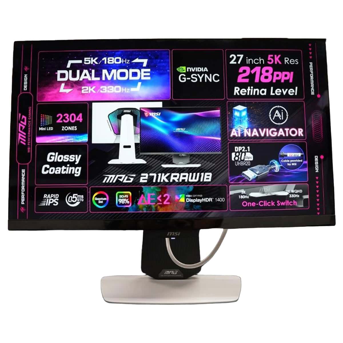 Yüksek çözünürlüklü 27 inç gaming monitör, 5K çözünürlük ve 218 PPI ile net ve detaylı görüntü sağlar. NVIDIA G-SYNC teknolojisi ve 5 ms tepki süresi ile akıcı oyun deneyimi sunar. Ayrıca, 2304 LED to.