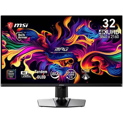 MSI 32 inç 4K UHD oyun monitörü, yüksek çözünürlük ve gelişmiş renk teknolojileri ile üstün görsel deneyim sağlar. Dark Armor tasarımı ve OLED teknolojisi ile profesyonel ve oyun odaklı kullanım için.