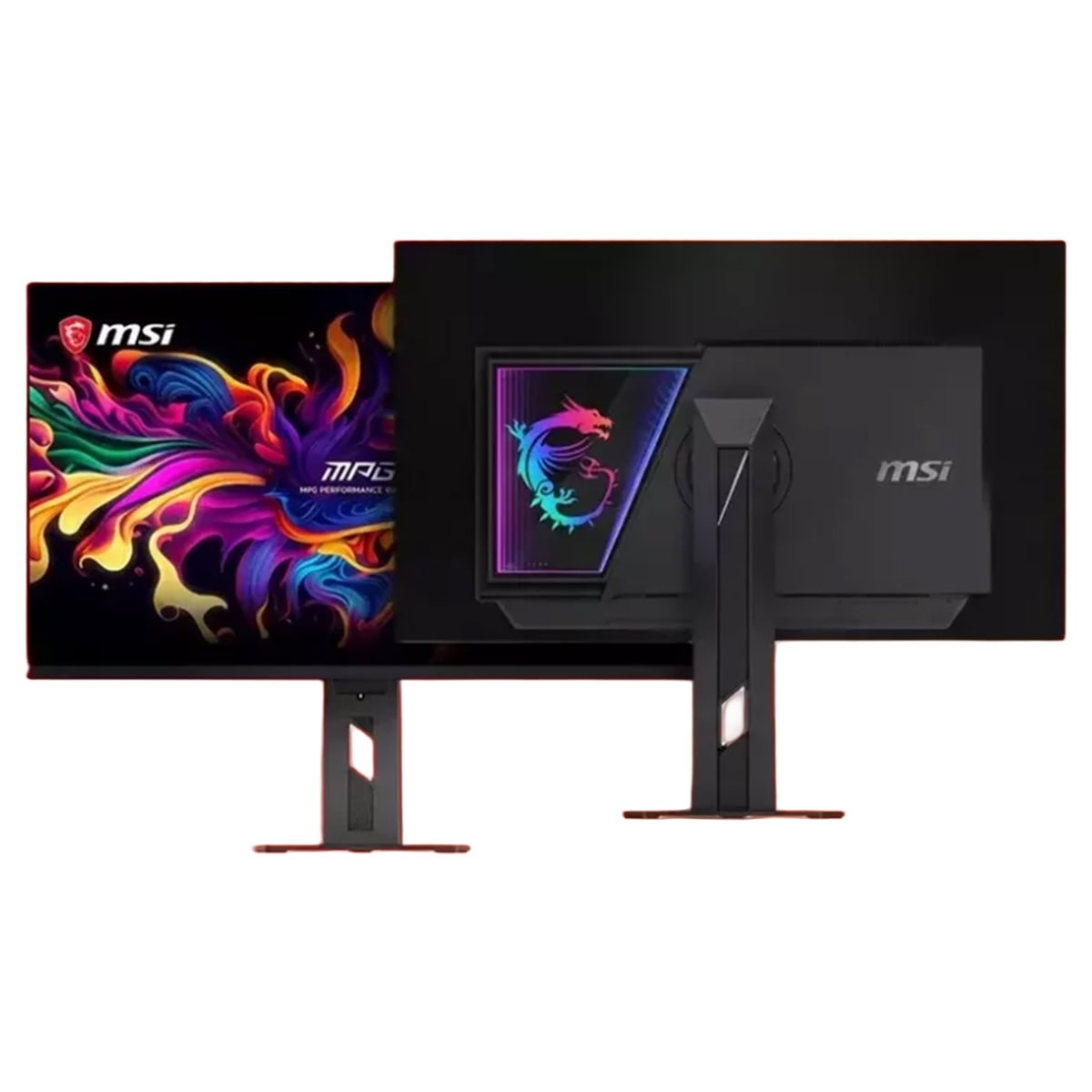 Yüksek çözünürlüklü ve renkli oyun monitörü, MSI logosu ve canlı grafiklerle donatılmış, profesyonel ve oyuncu kullanımı için ideal.