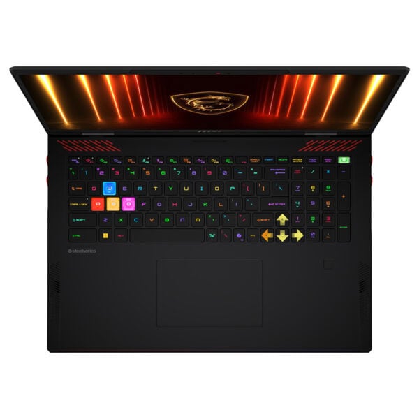 Oyun ve yüksek performans için tasarlanmış, RGB aydınlatmalı klavye ve yüksek çözünürlüklü ekranlı dizüstü bilgisayar.