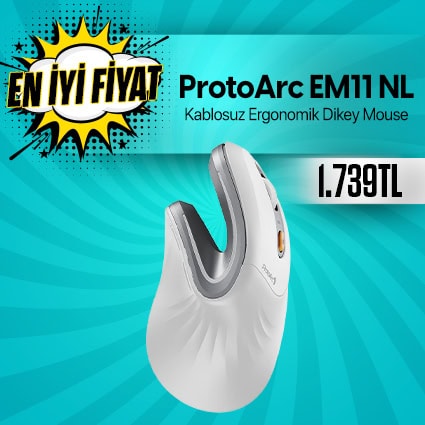 Kablosuz Ergonomik Dikey Mouse - ProtoArc EM11 NL Kablolu olmayan ergonomik dikey mouse, rahat kullanım ve hassasiyet sağlar. ProtoArc EM11 NL model, ofis ve oyunlar için ideal, uygun fiyatlı ve yüksek performanslı kablosuz mouse.